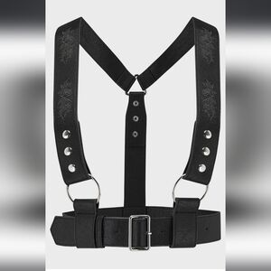 Killstar Black Harness Belt with Silver Accents